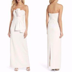 NEW Adrianna Papell WHITE Strapless BOW Front GOWN
